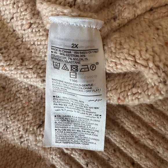 Old Navy Fair Isle Sweater 2X | Chunky Knit Cream & Red Pullover - Picture 4 of 7